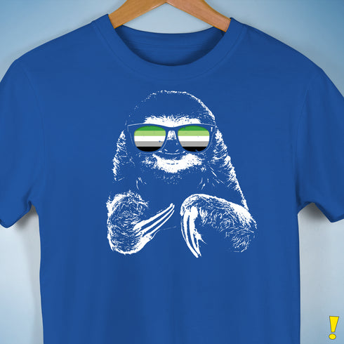 Pride Sloth Aromantic Flag Sunglasses Premium Unisex T-Shirt - Royal Blue